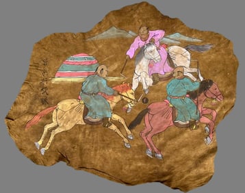 A handmade sheepskin painting of Hu people in the Liao and Jin dynasties