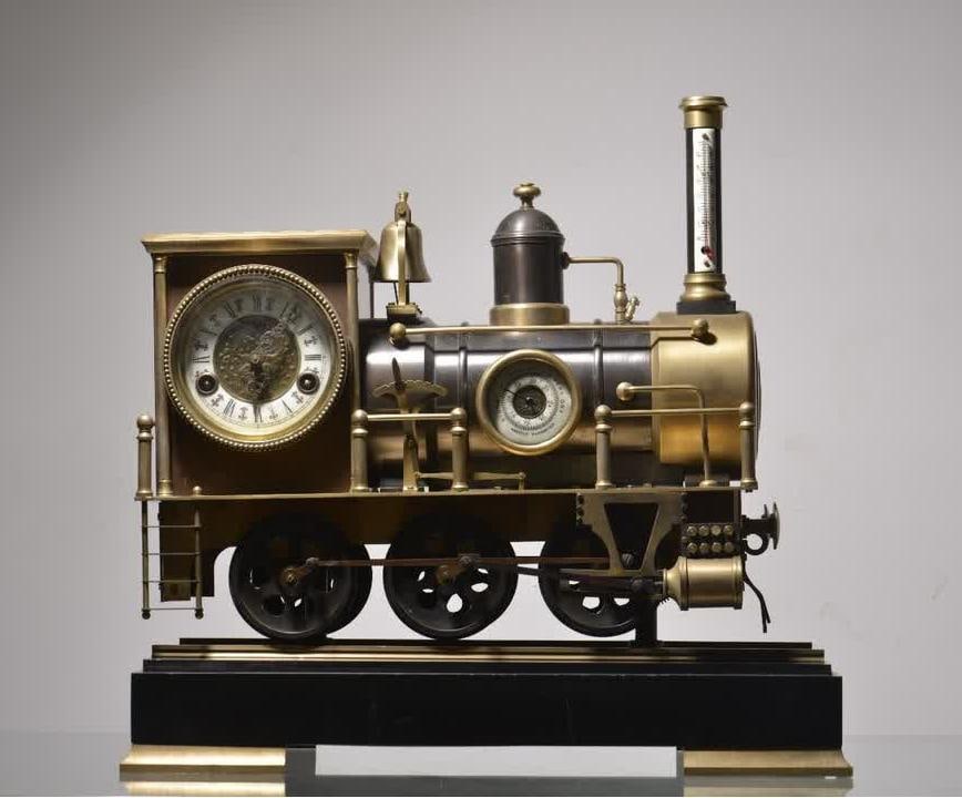 A nineteenth-century French copper train steam turbine clock (1 of 9)