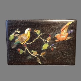 A Qing Dynasty rosewood treasure inlaid box