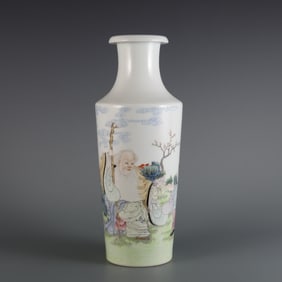 A Qing Dynasty Daoguang year system Shen De Tang pastel birthday picture stick bottle