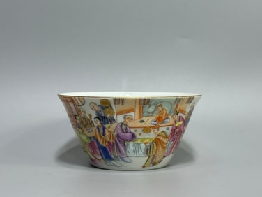 A pastel character story picture bowl made in the Qianlong period of the Qing Dynasty