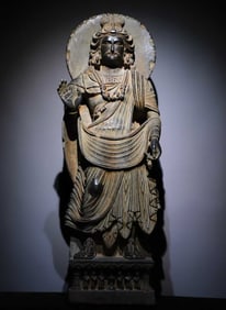 A piece of rock Gandhara art Buddha statue