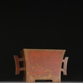 A copper tire square double halberd incense burner