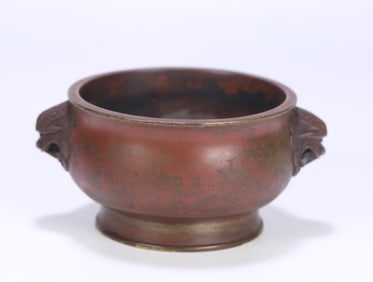 A table elegant double lion's ear copper incense burner