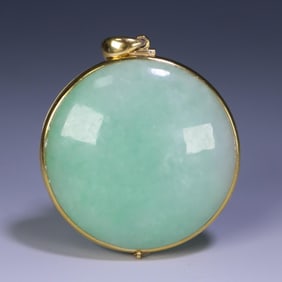 A Qing Dynasty jade-wrapped silver-gilt Guanyin Maitreya Buddha pocket watch amulet