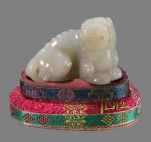 A Qing Dynasty Hetian jade seed material auspicious beast