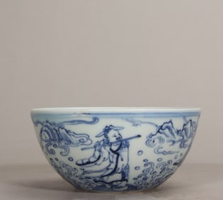 A Ming Dynasty Tianshun blue and white blue and white figure bowl