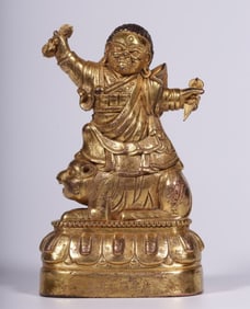 A piece of Ming Dynasty "Daming Yongle Year Shi" copper gilt Angry Lotus Master Grunt Chabo