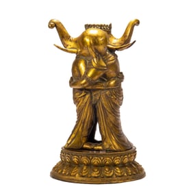A bronze gilt Buddha statue of the Qing Dynasty