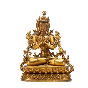 A bronze gilt Buddha statue of the Qing Dynasty