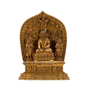 A bronze gilt Buddha statue of the Qing Dynasty