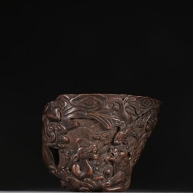 A piece of Qing Dynasty agarwood seawater dragon pattern cup lid