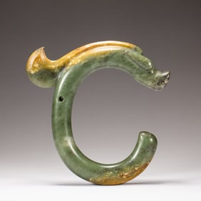A piece of ancient jade C-shaped dragon
