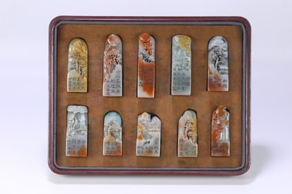 A set of Qing Dynasty Shoushan stone seals