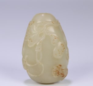 A piece of Hetian jade seed material "Duozi Duofu" snuff bottle