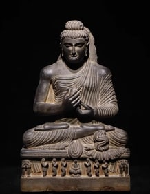 A stone carving of Shakyamuni asceticism