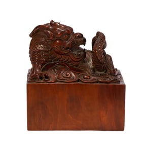 A Qing Dynasty sandalwood dragon seal