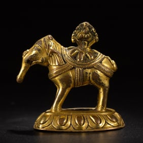 A copper-gilt elephant of the Qing Dynasty