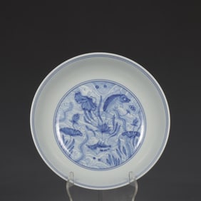 A Ming Chenghua mackerel algae lotus pattern plate