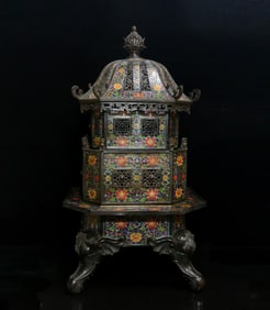 A pair of cloisonné cloisonné enamel five-layer large smokers