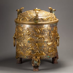 A large Qing Dynasty bronze gilt gold jar