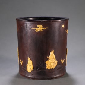 A rosewood inlay material engraved with poetic character story pictures