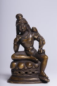 A Qing Dynasty alloy copper statue of Guanyin