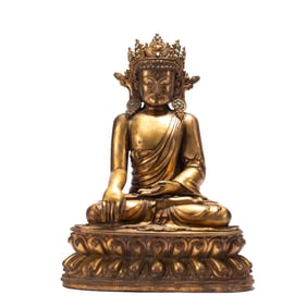 A bronze gilt Buddha statue of the Qing Dynasty