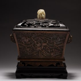 A Qing Dynasty copper square furnace