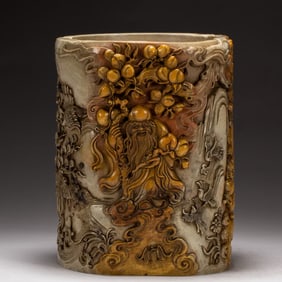 A Qing Dynasty Shoushan stone shouxing pen holder