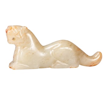 A Qing Dynasty Hetian jade tiger talisman