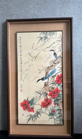 A picture of flowers and birds in non-darkness