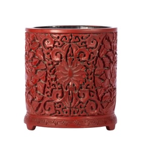 A Qing Dynasty red pen holder