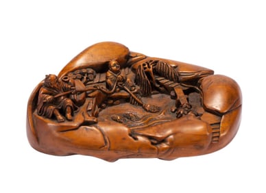 A Qing Dynasty boxwood brush wash