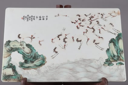 A porcelain panel painting of the Eight Friends of Zhushan in the Republic of China