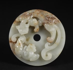 A piece of Qing Dynasty Hetian jade seed material double dragon jade