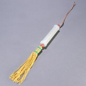 A piece of Qing Dynasty Hetian jade gold-painted Prajna Paramita Heart Sutra