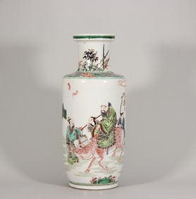 A Qing Dynasty Kangxi colorful Lao Tzu out of the customs map mallet bottle
