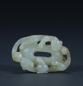 Qing Dynasty Hetian jade "double joy" carving