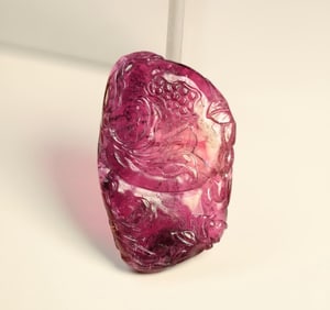 A Qing Dynasty multi-colored tourmaline double pomegranate pendant