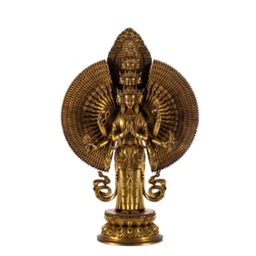 A bronze gilt Buddha statue of the Qing Dynasty