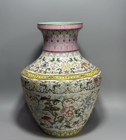 A pastel painted entwined vase made in the Qianlong era