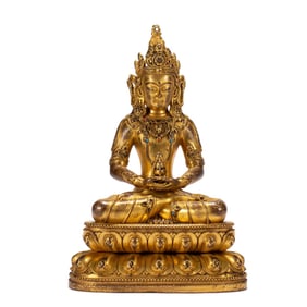 A bronze gilt Buddha statue of the Qing Dynasty