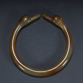 Qing Dynasty silk agate "double duck head" bracelet