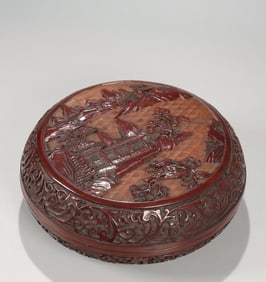 A Qing Dynasty red lacquerware holding box