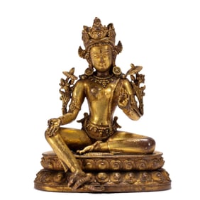 A bronze gilt Buddha statue of the Qing Dynasty
