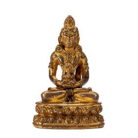 A bronze gilt Buddha statue of the Qing Dynasty