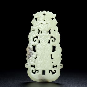 A piece of ancient dragon and phoenix jade jade