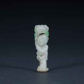 Qing Dynasty jade "boy holding auspiciousness" pendant