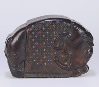 A rosewood inlaid multi-treasure Taiping Xiang cover box